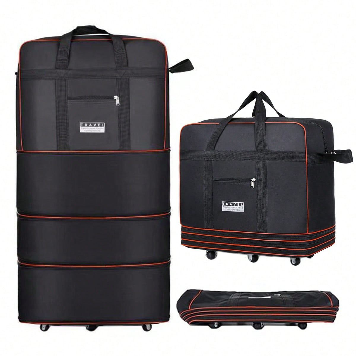 Foldable Rolling Luggage Bag - Tas Duffel Lipat Beroda untuk Perjalanan,