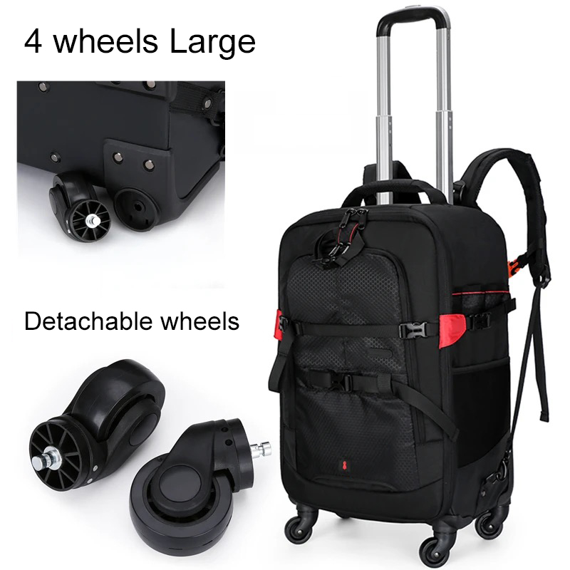 Foldable Rolling Luggage Bag - Tas Ransel Fotografi Trolley Profesional, Tas